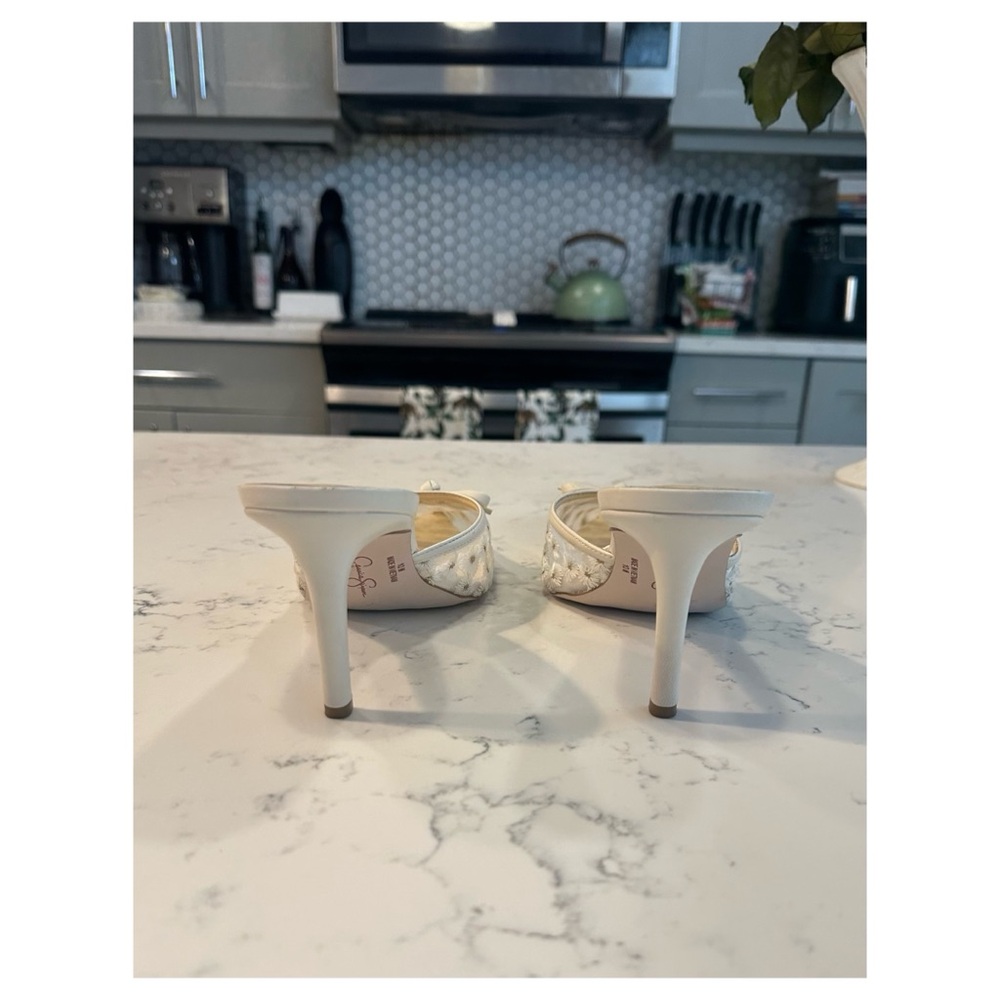 JESSICA SIMPSON Ivory Dolly Daisy Mesh Heels - Size 10 - Picture 7 of 12